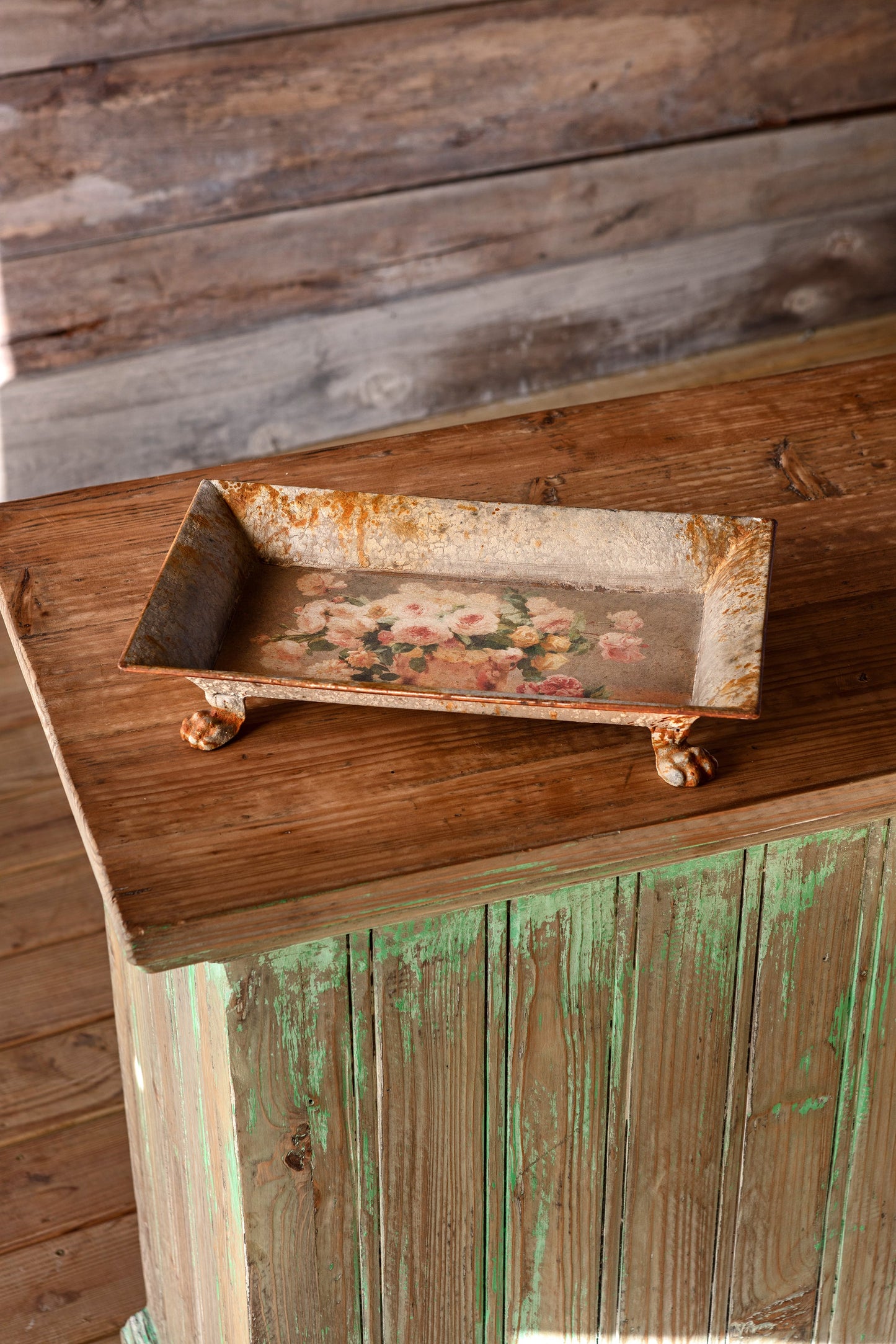 Old Rose Rectangular Tole Tray