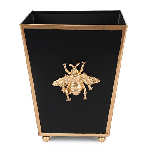 Regency Bee Square Cachepot Planter: Black / 6 inch