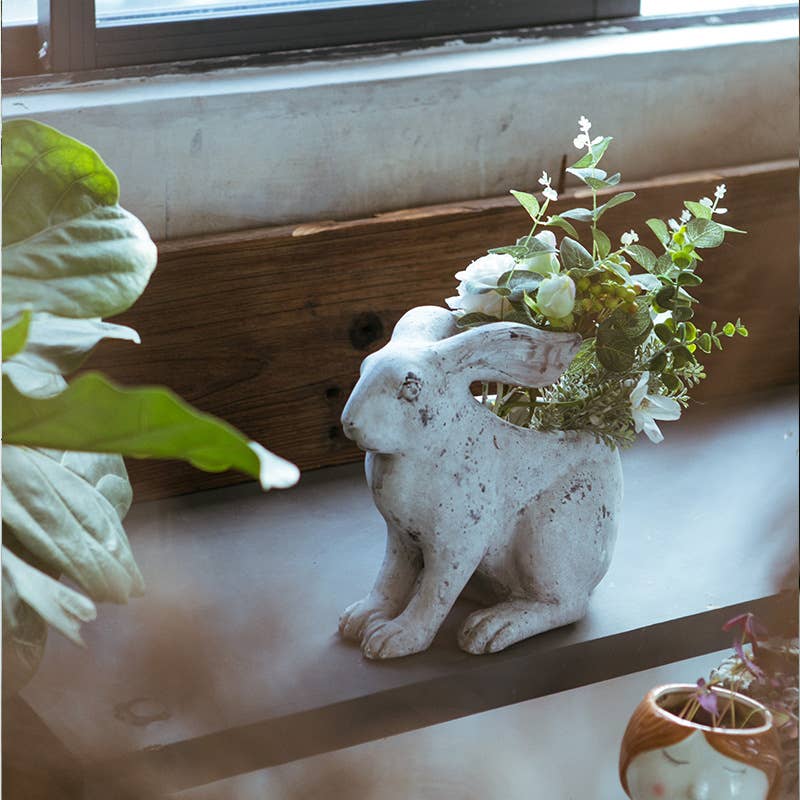 RESIN RABBIT PLANTER - SMALL