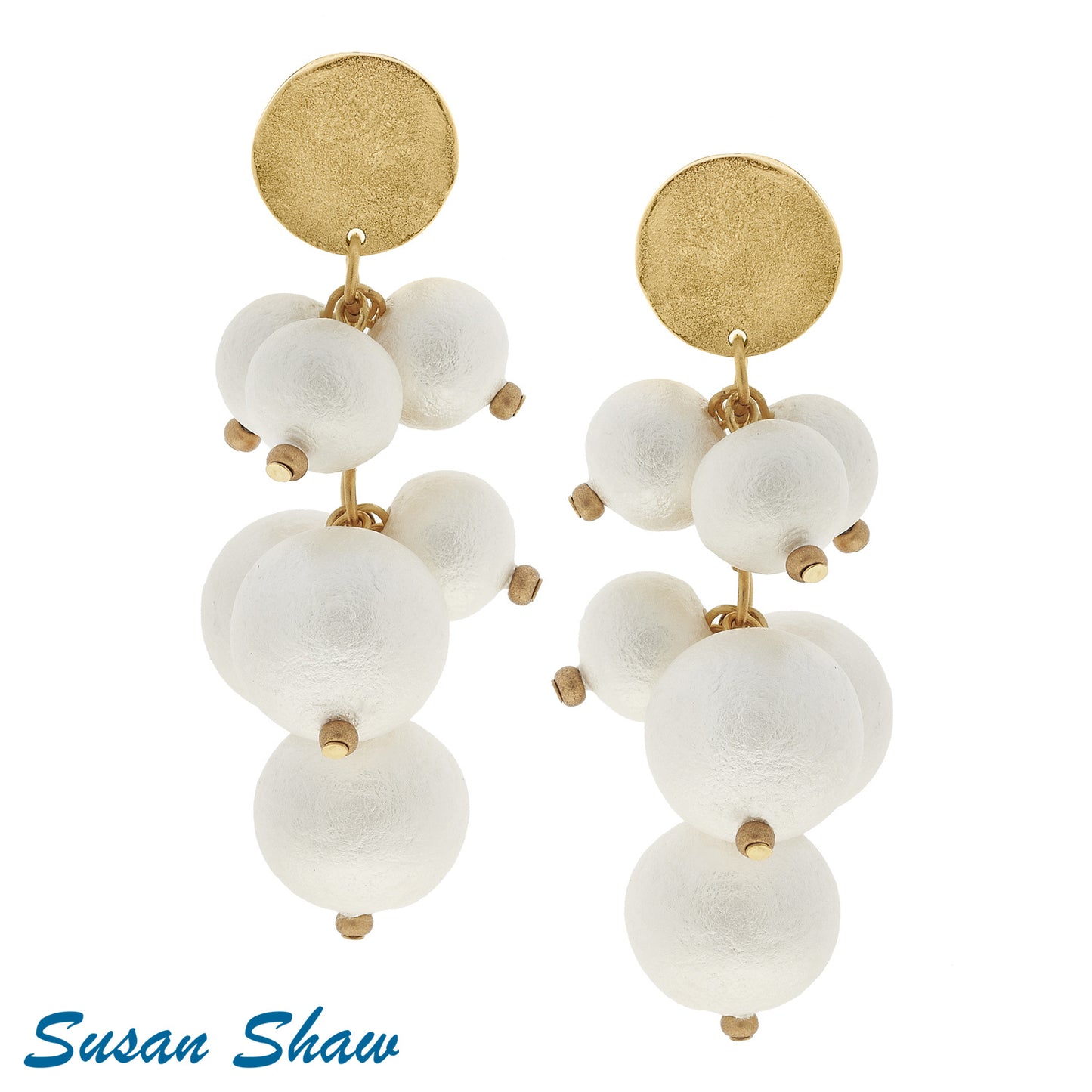 Gold Cotton Pearl Earrings