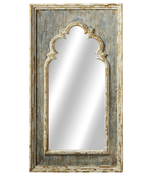 Distressed Blue Arch Wall Mirror