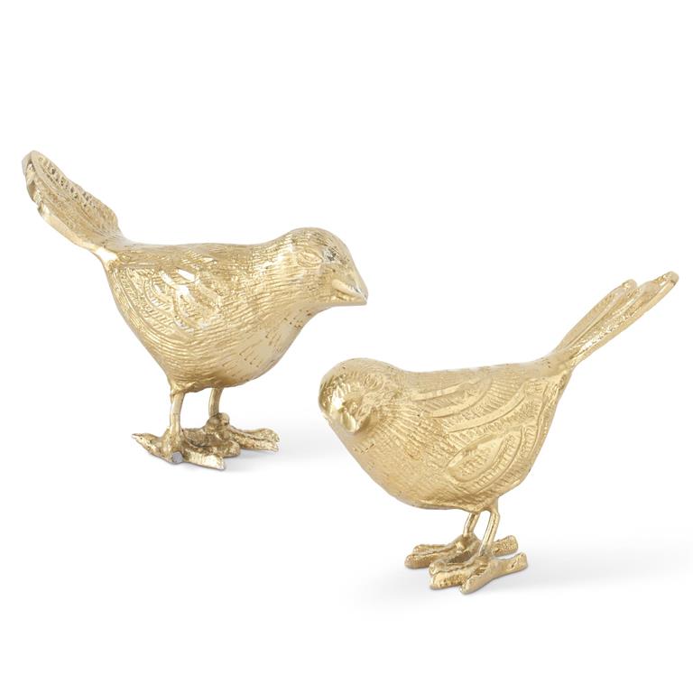 Set of 2 Antiqued Gold Songbirds