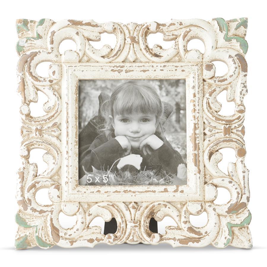 Square white washed framed photo