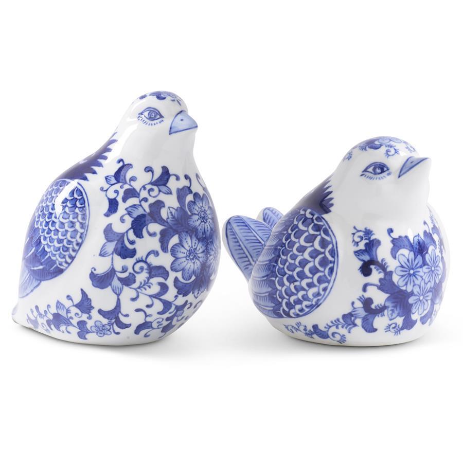 Set of blue and white porcelain birds