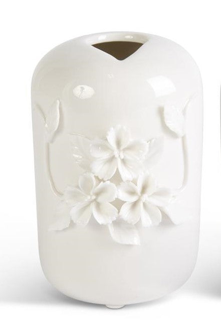 White Vase with Raised Flowers