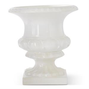 15.5 Inch Glossy White Glazed Ceramic Urn