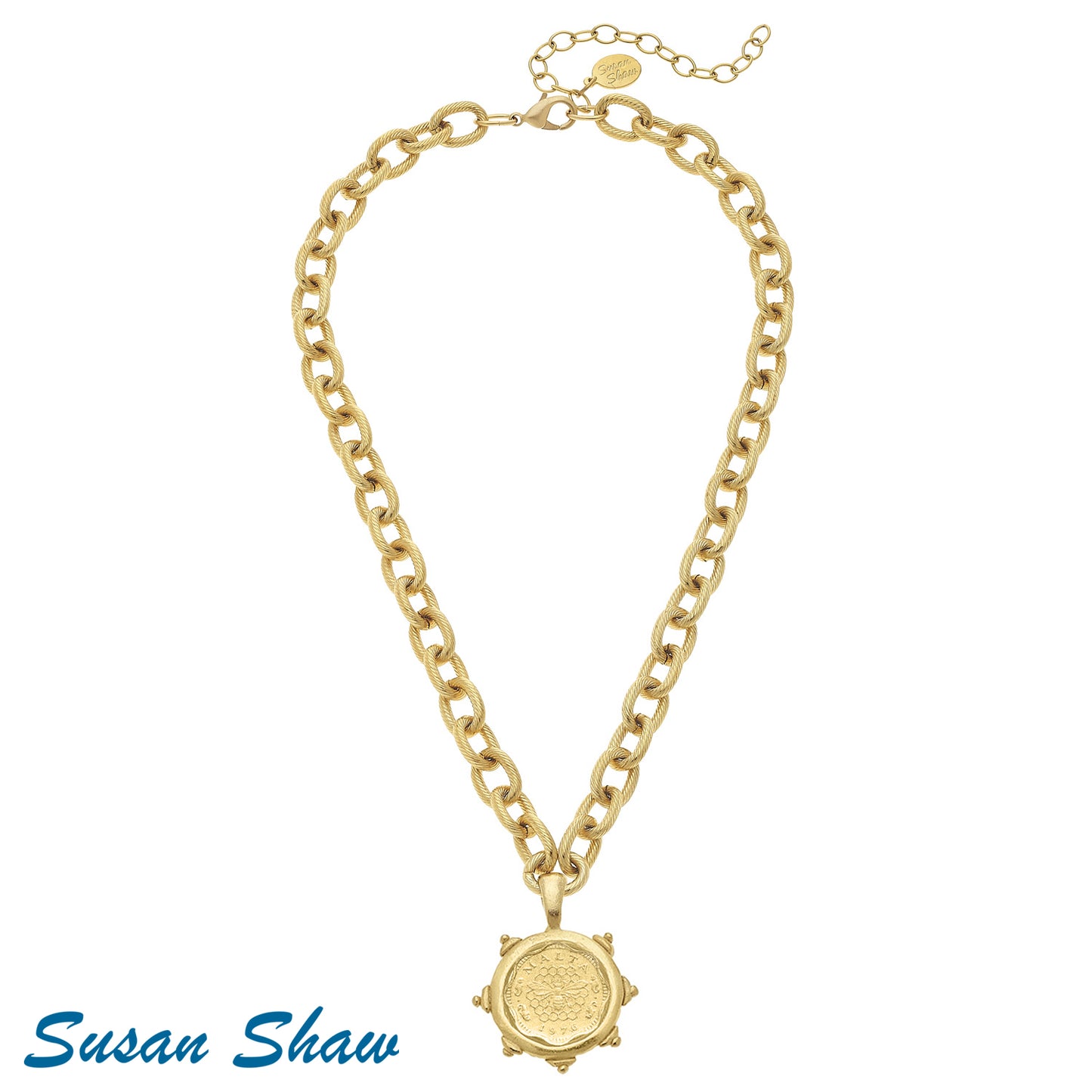 Gold Malta Coin on Gold Chain Necklace