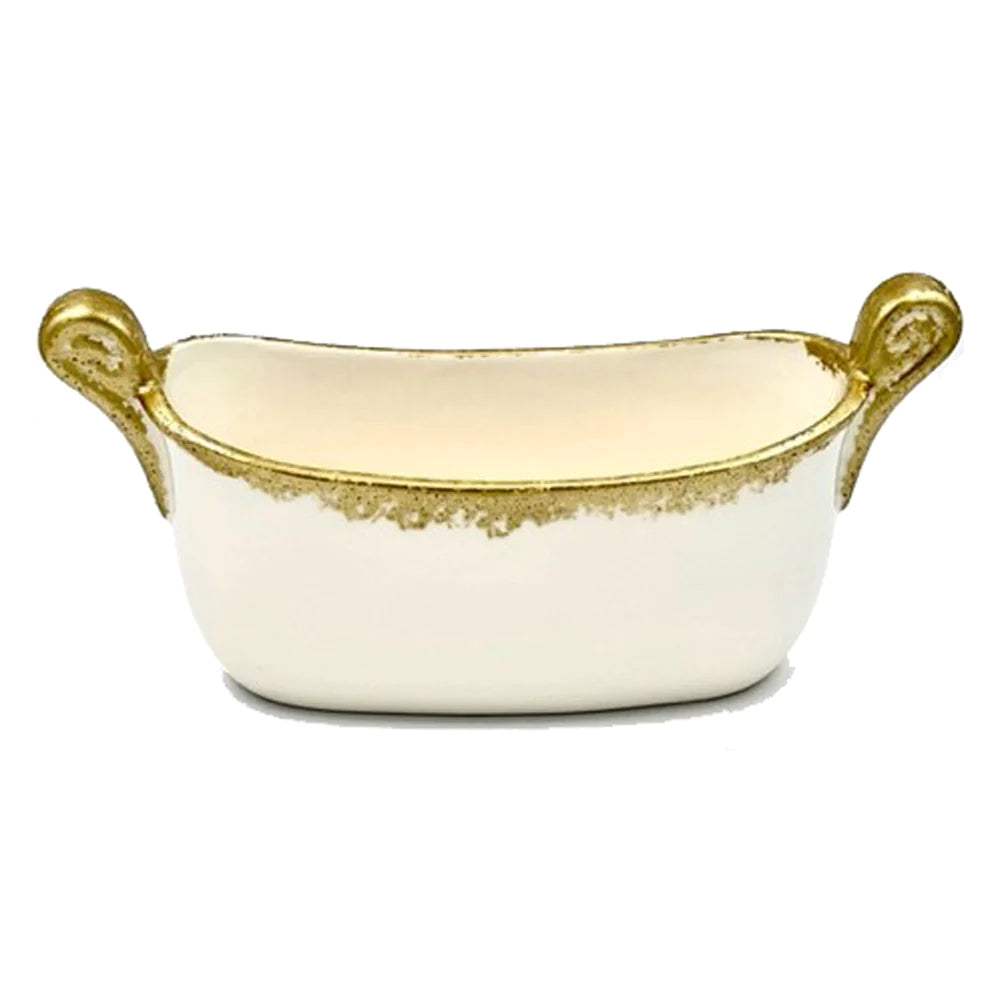 Savoy Oval white and Gold Spongy Cachepot