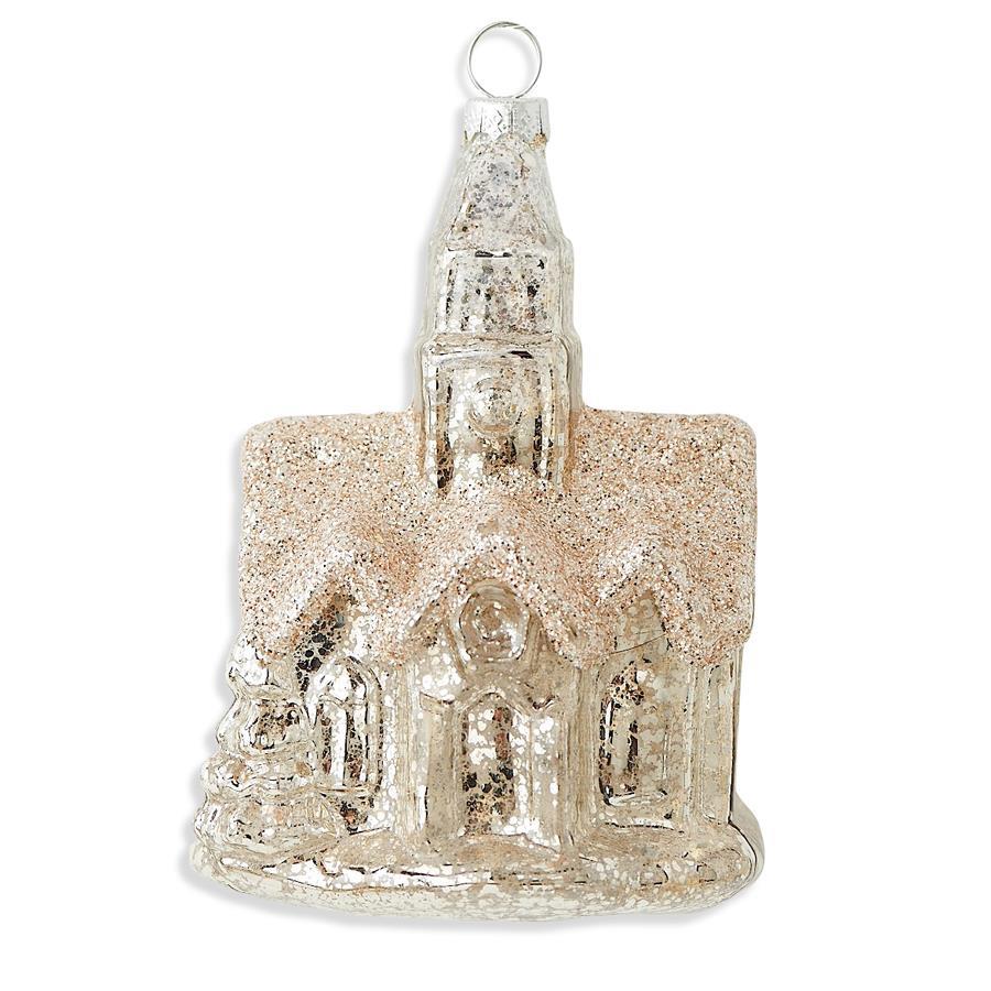 Silver Mercury Glass Church Ornament