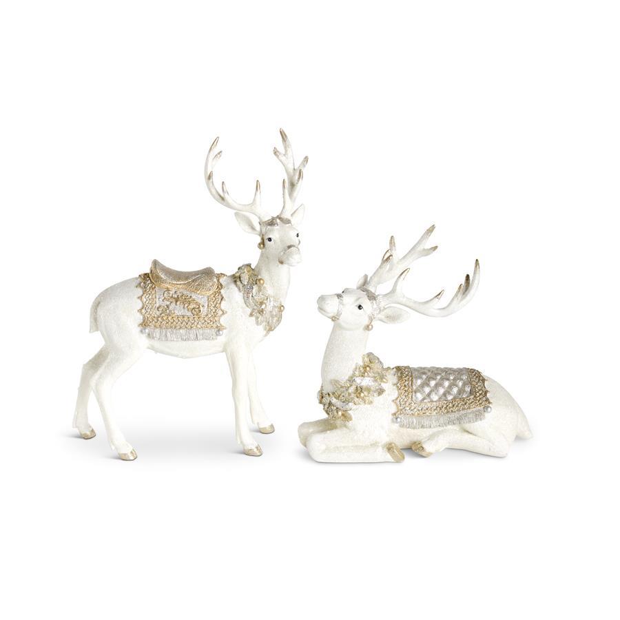 Sitting Cream, Gold and Silver Reindeer