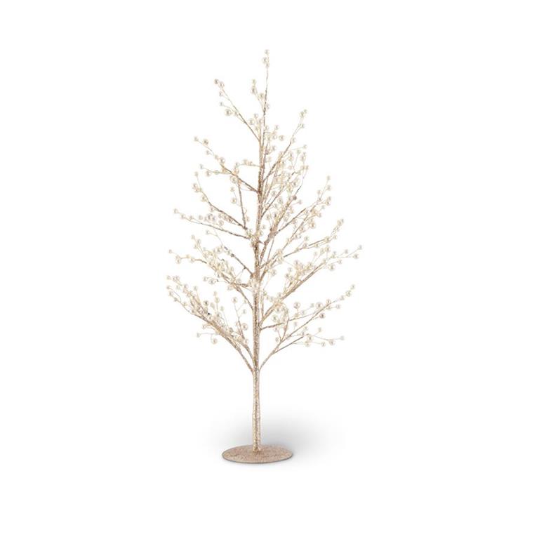 24 inch Gold Glittered Twig Tree with Pearls