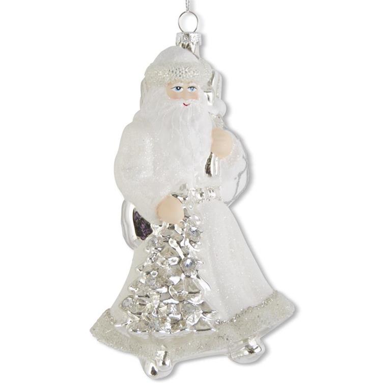 White, Gold and Silver Resin Santa Ornament