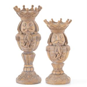 Pair of White Washed Nutcracker Candle Holders