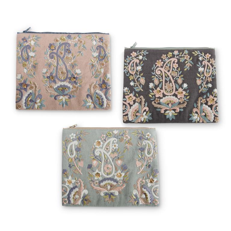 Assorted Pastel Paisley Cosmetic Bag-Green