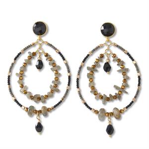 Black and Bronze Bead Post Earring