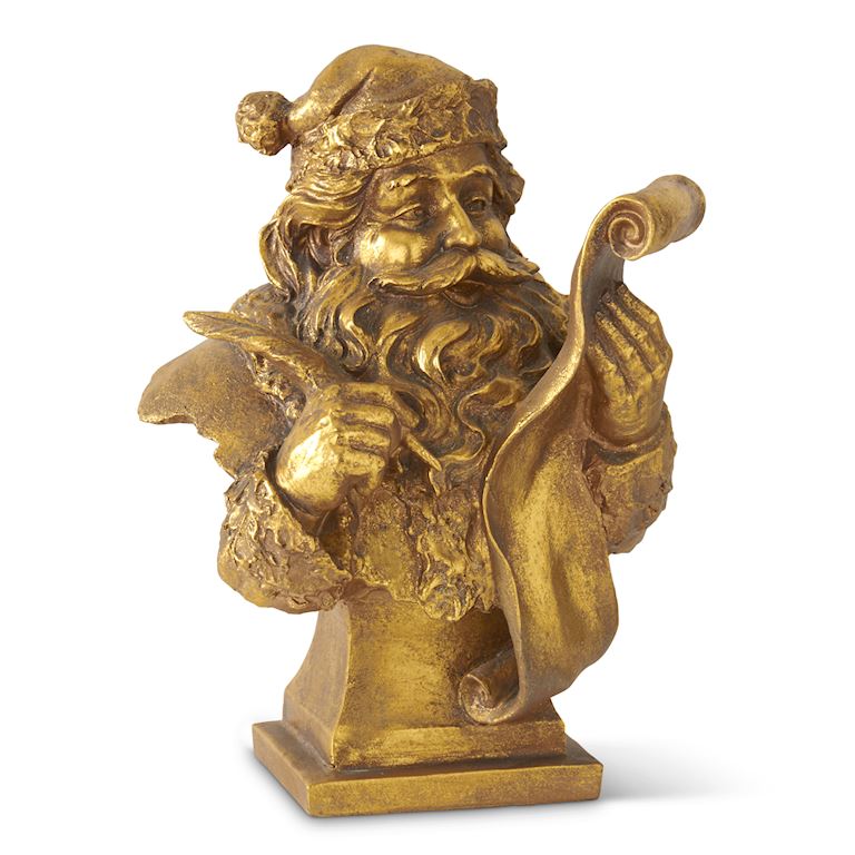 18 -inch Gold Resin Santa Holding List Bust