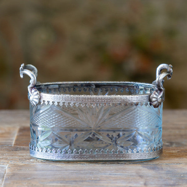 Cut Glass Oblong Bowl with Handles