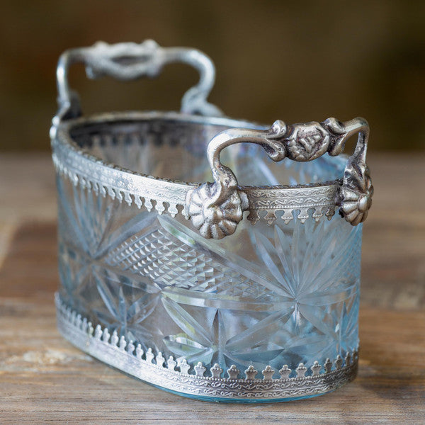 Cut Glass Oblong Bowl with Handles