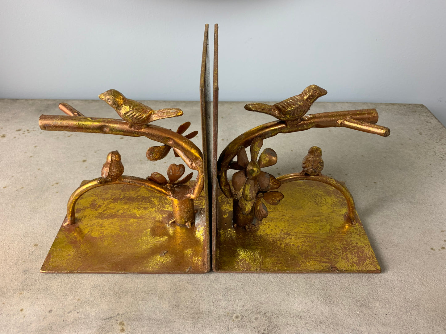 Antique Gold Nesting Bird Bookends