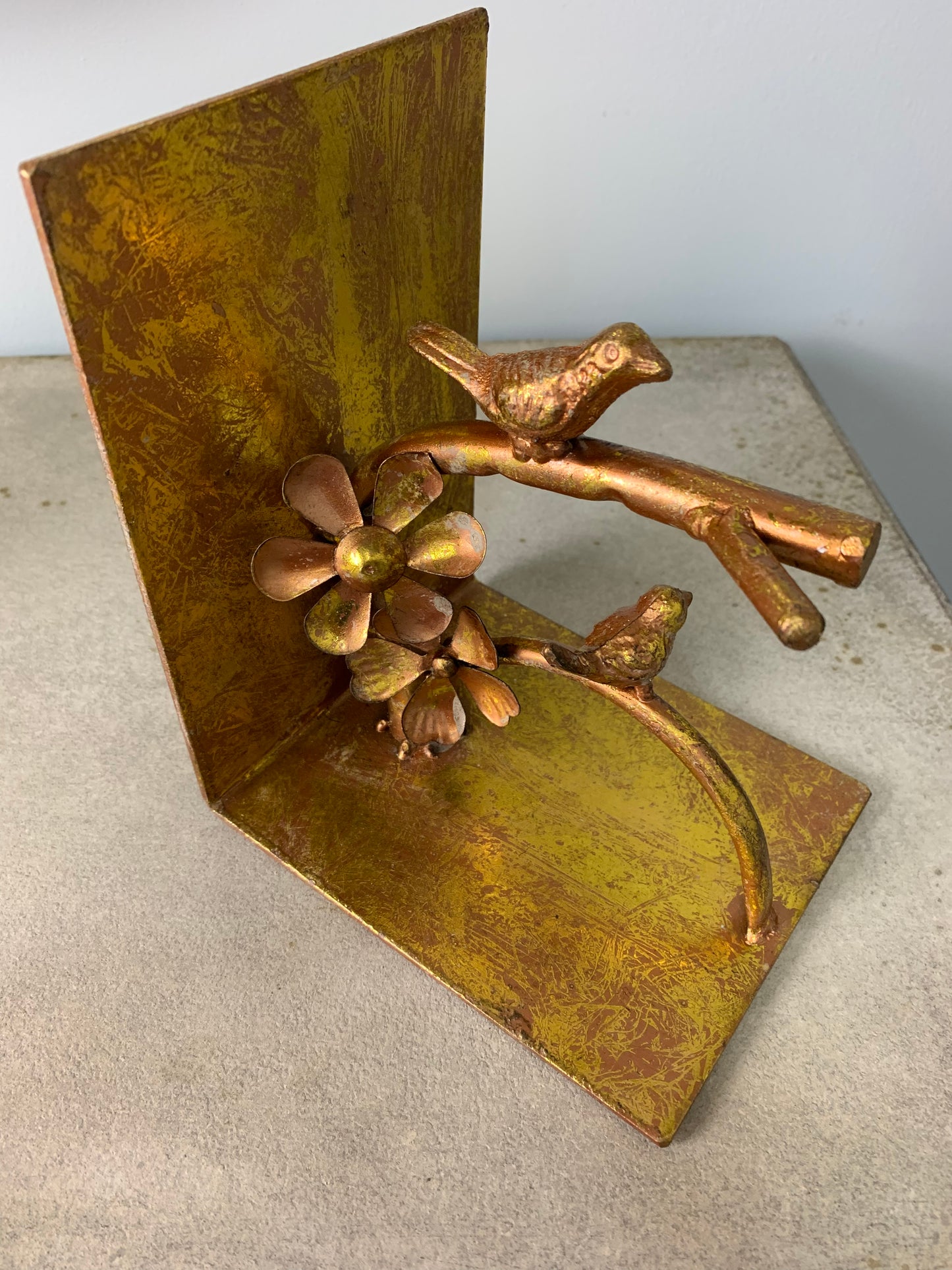 Antique Gold Nesting Bird Bookends