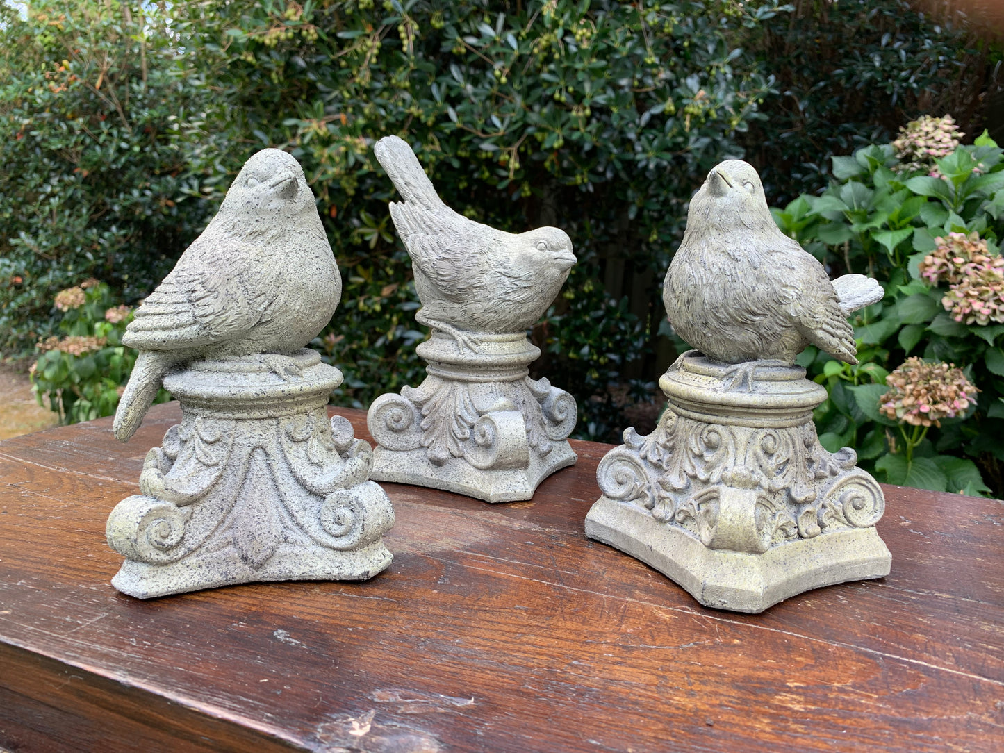 Resin Birds on Scroll Style Pedestals