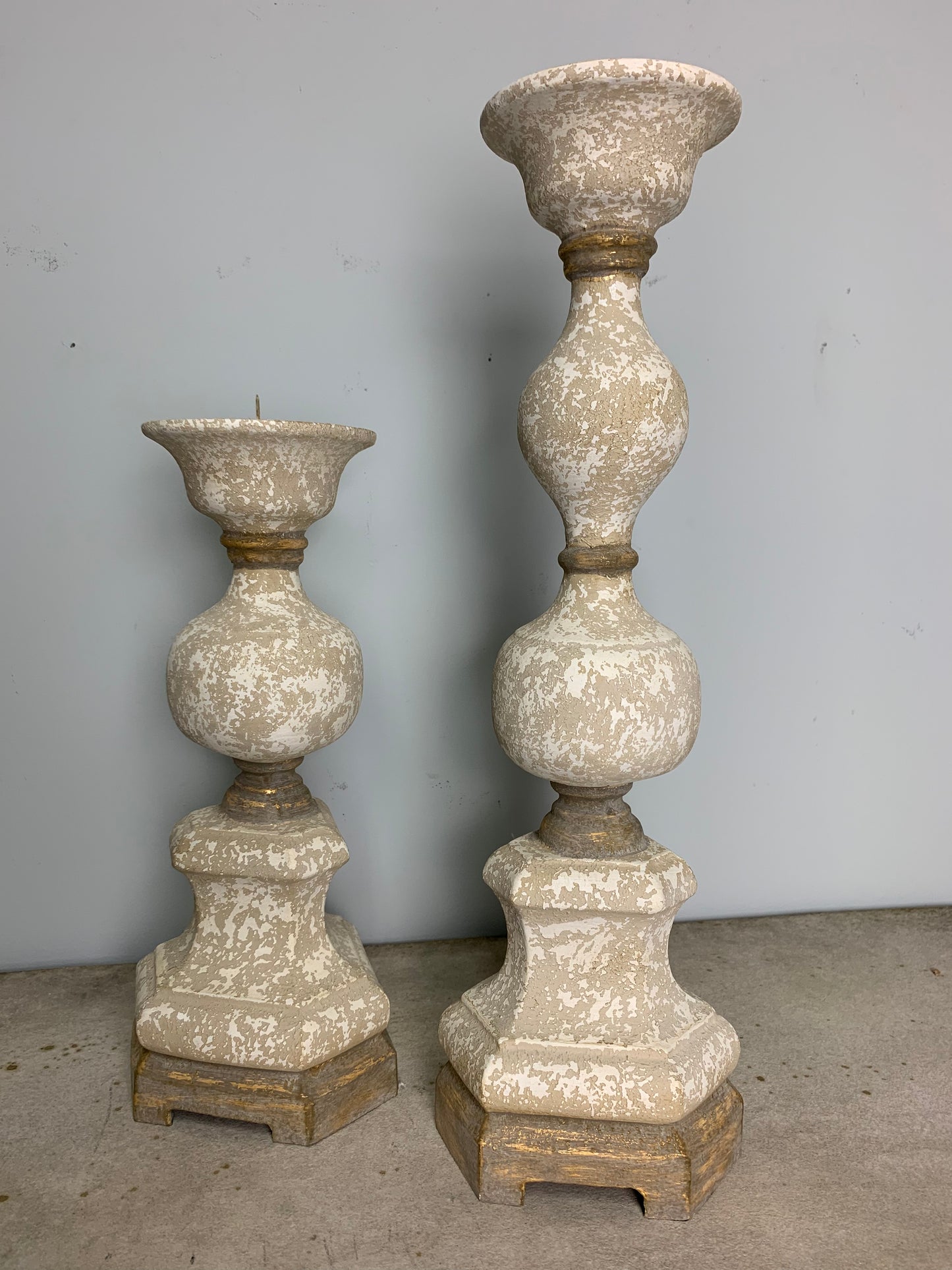 Milan French White and Gold Candlesticks