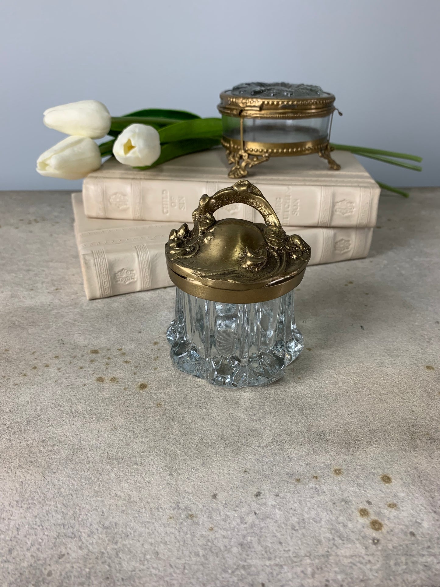 Brass and Glass Violet Jar
