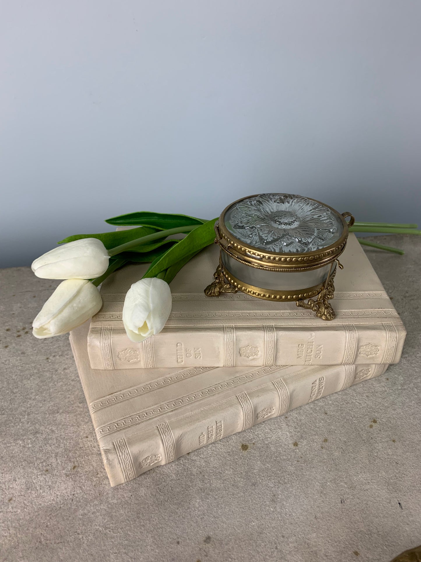 Embossed Flower Glass Box