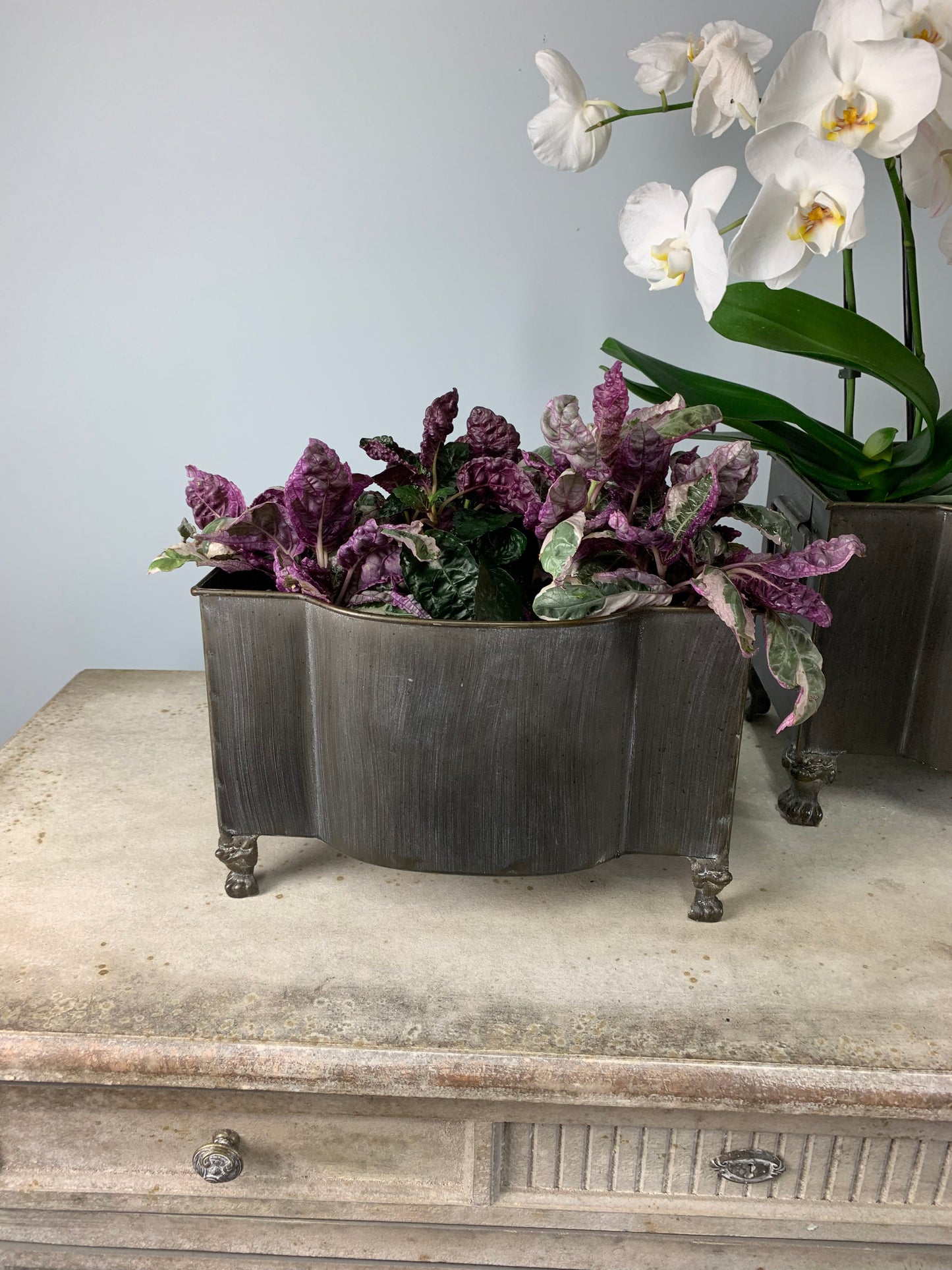 Footed Metal Planter, Small