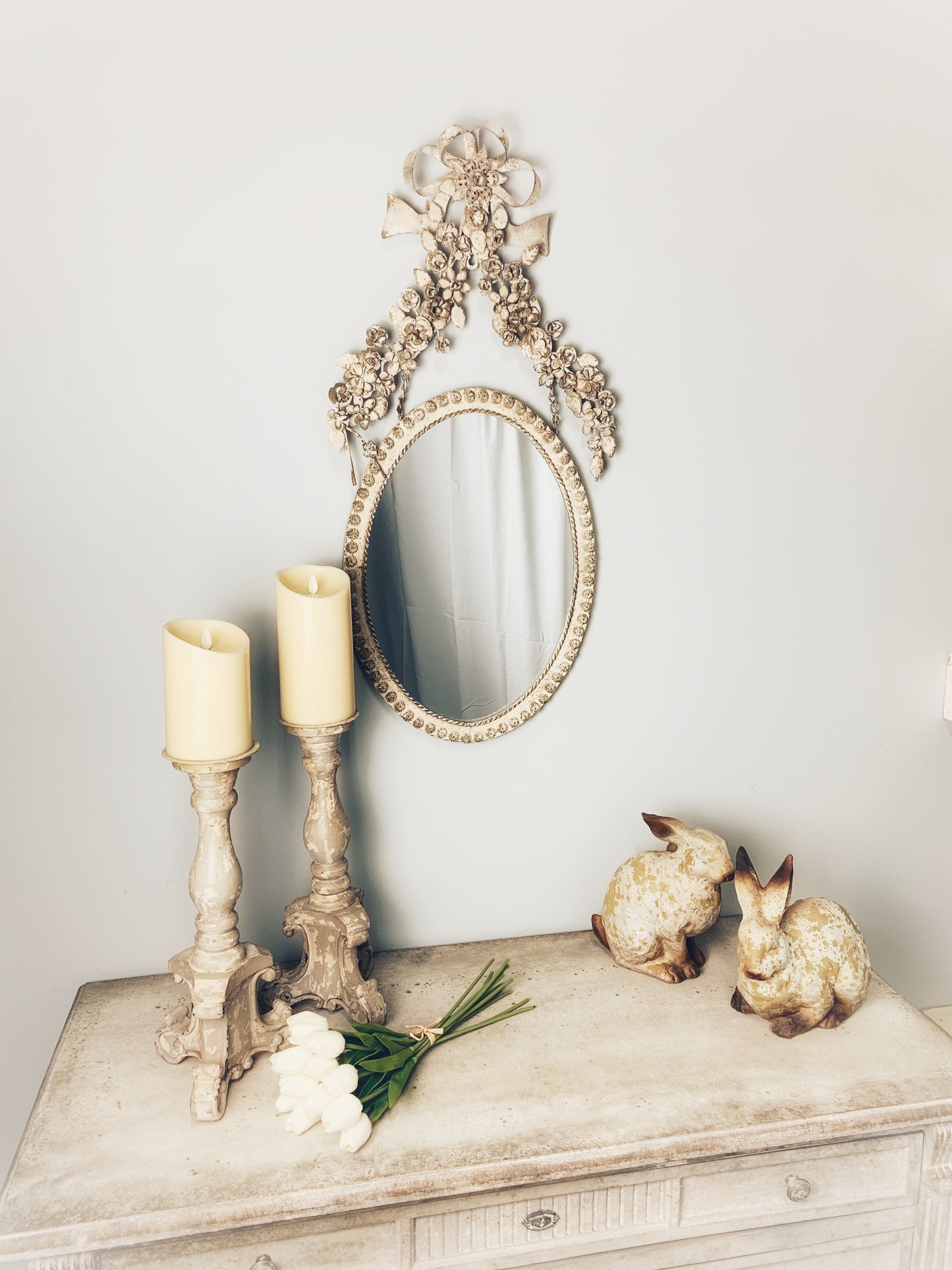 Petite Flower Oval Mirror