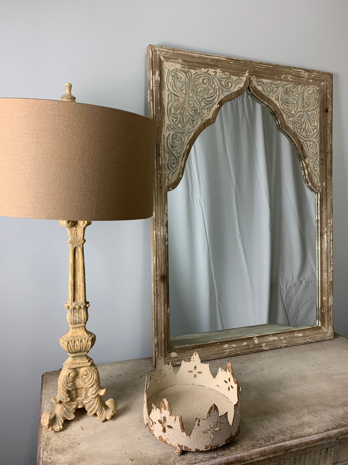 Distressed Ivory Wall Mirror