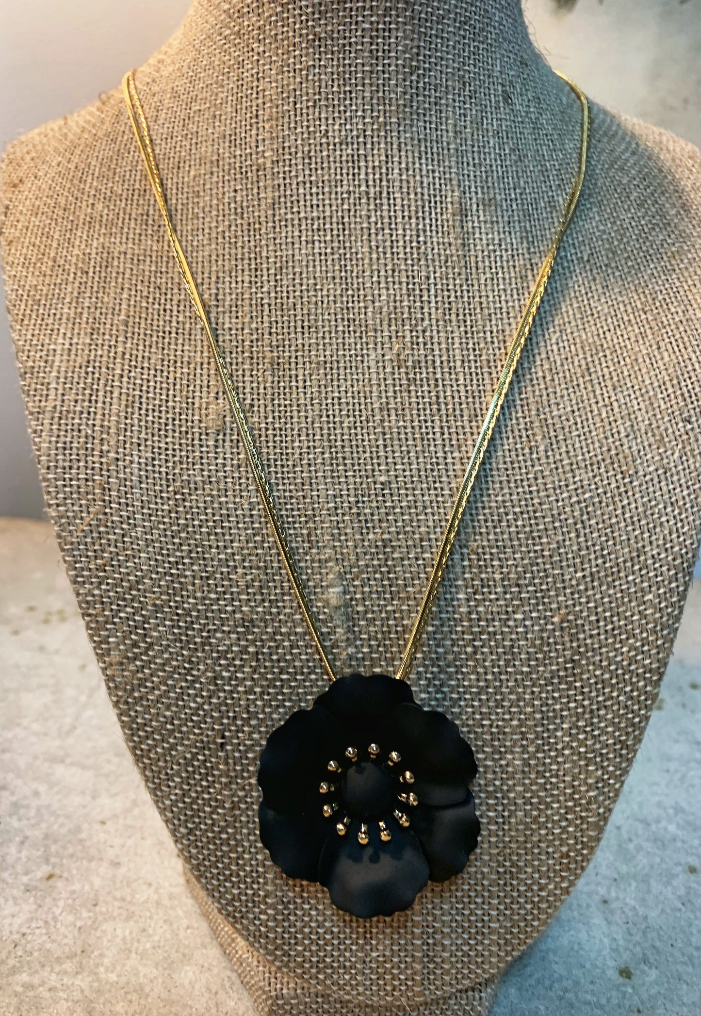 Painted Metal Poppy Necklace