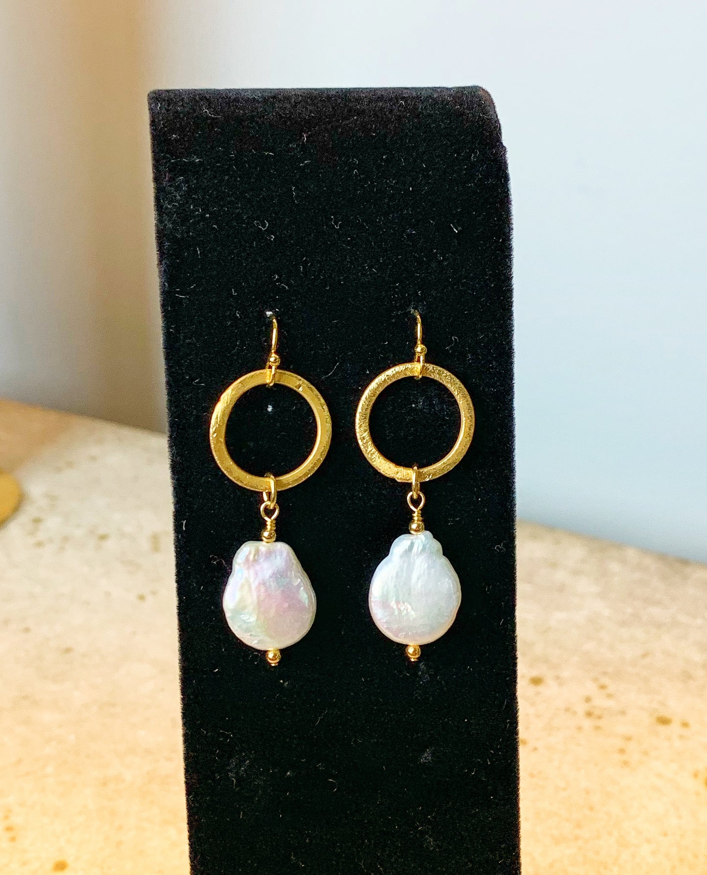 Gold Plated Earrings with Pearl Drop