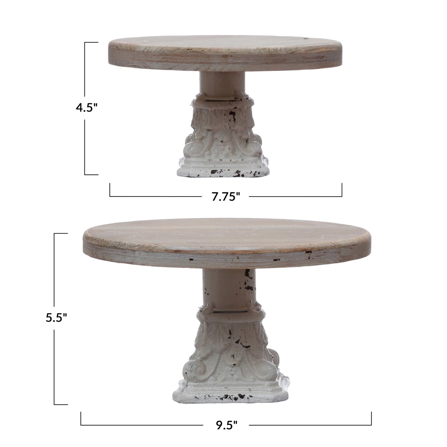 Distressed White Washed Metal Pedestals LARGE