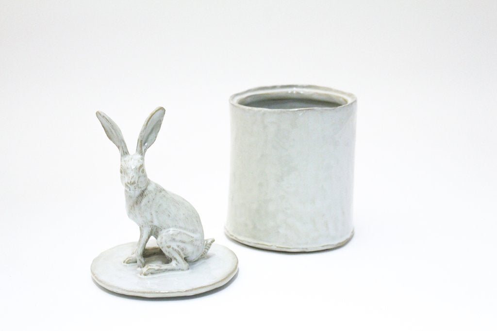 Ceramic Sitting Rabbit Lidded Vessel