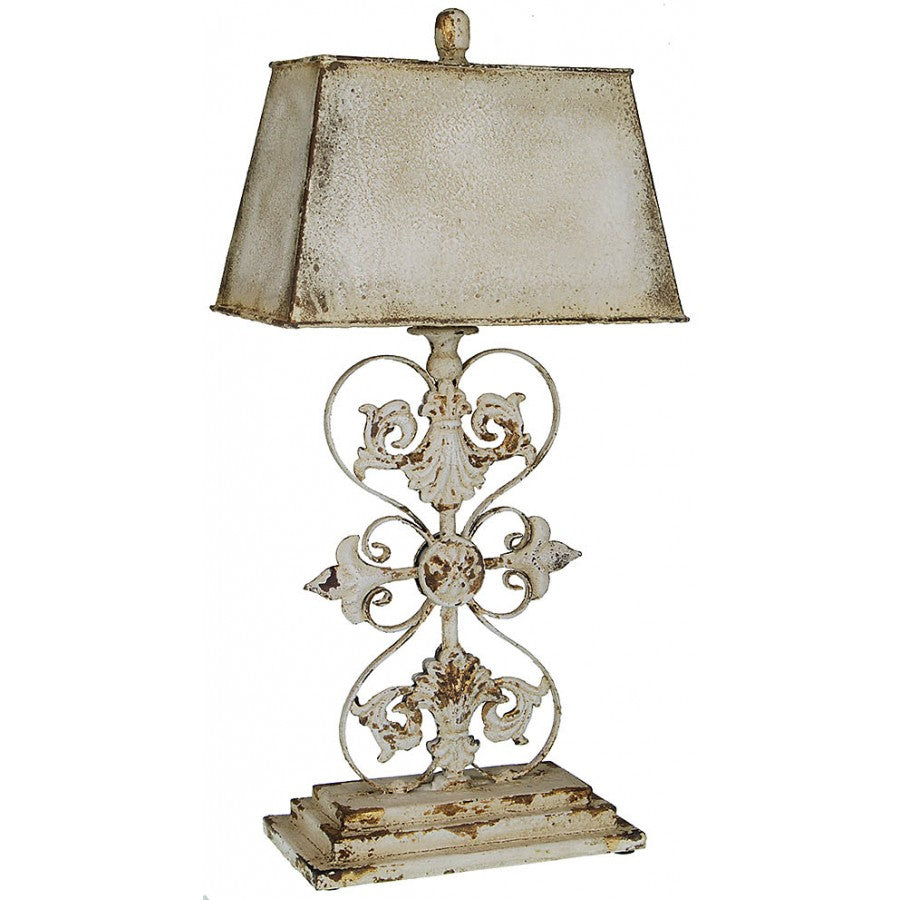 Antique Distressed Metal Lamp with Metal Shade