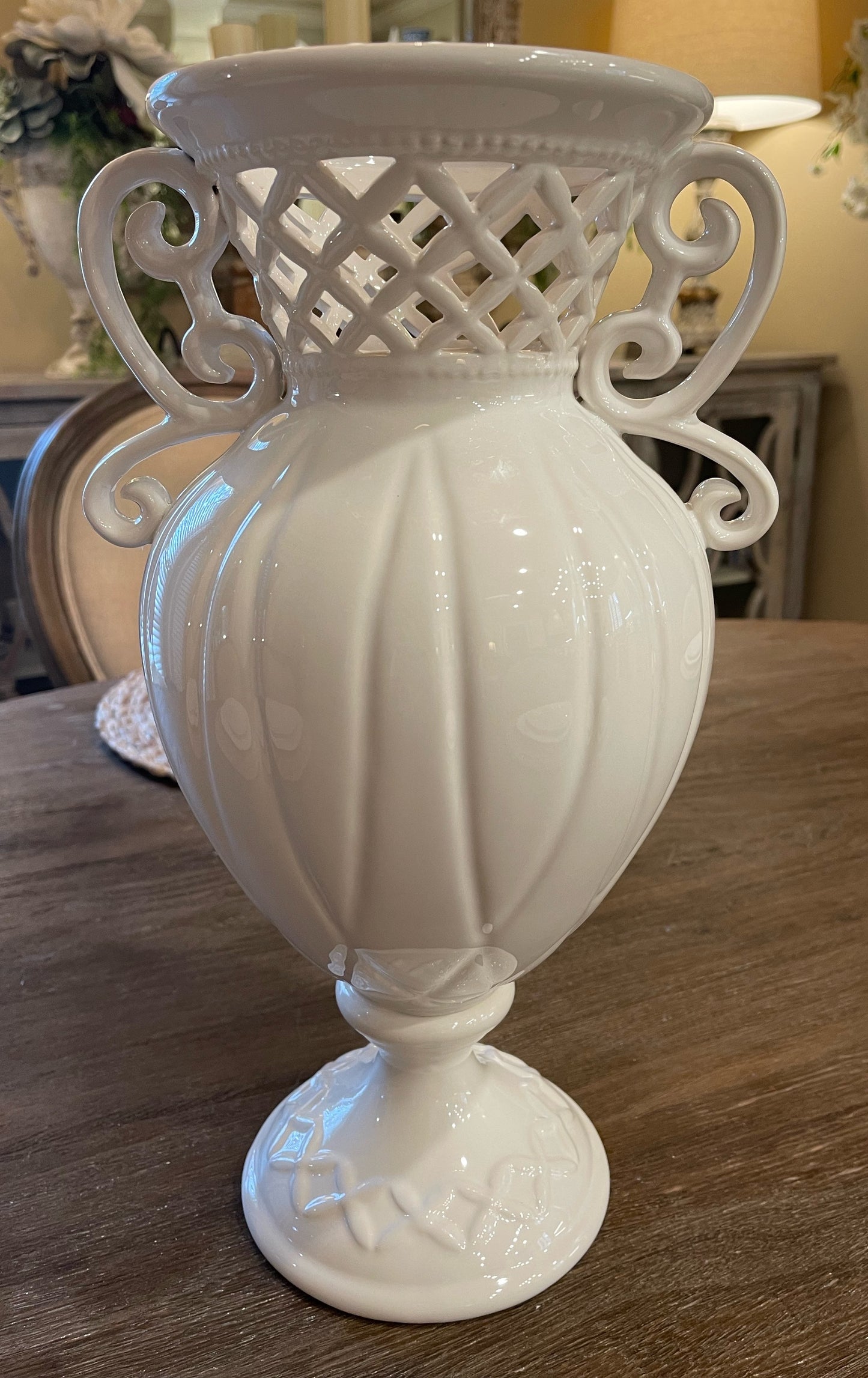 White Ceramic Urn Style Vase