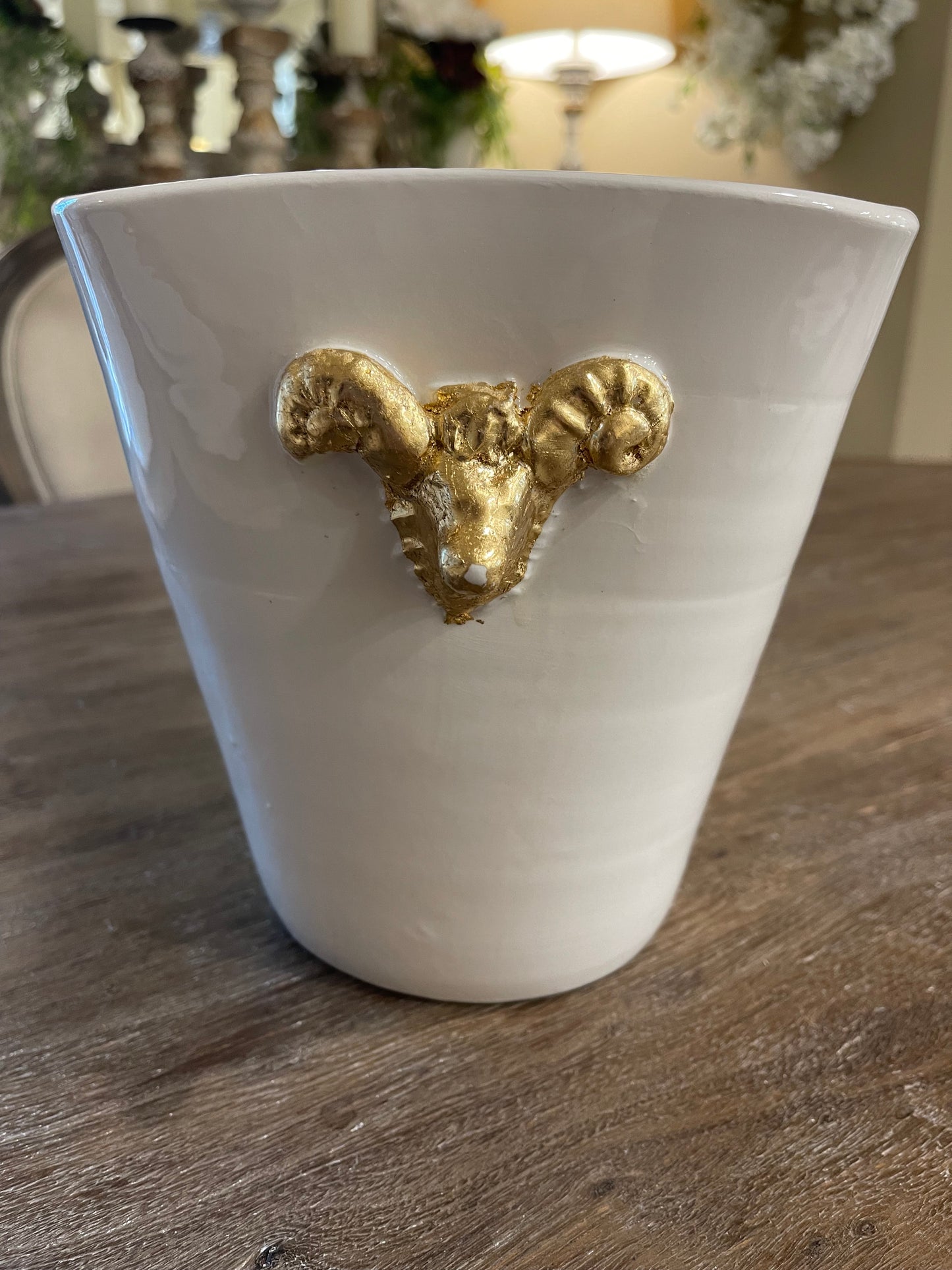 Gold Ram Cachepot